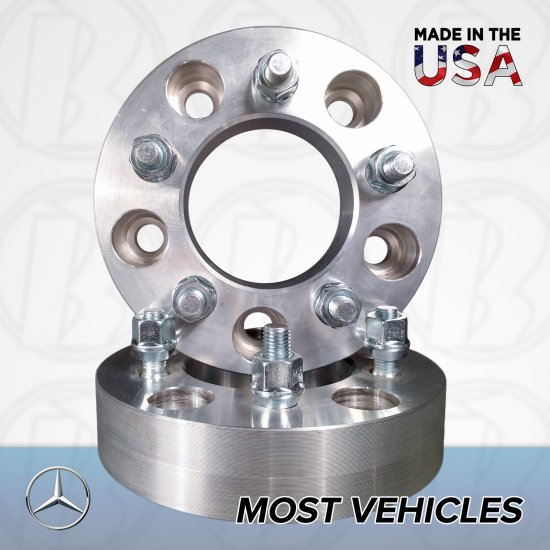 5x112 Mercedes To 5x120 Wheel Adapters / 1" Spacers - Click Image to Close