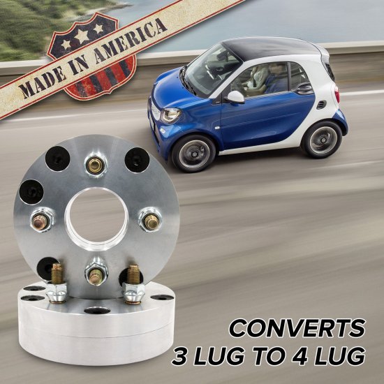 3x112 - 4x108 (3 Lug Smart to 4 Lug Wheel) | Adapters / 1.75" Spacers - Click Image to Close