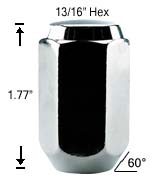 1-Pc Acorn Long 12mm 1.50 R.H. Lug Nut