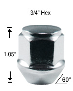 1-Pc Bulge Acorn Short 14mm x 1.50 Lug Nut