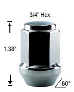 1-Pc Bulge Acorn 12mm 1.50 R.H. Lug Nut